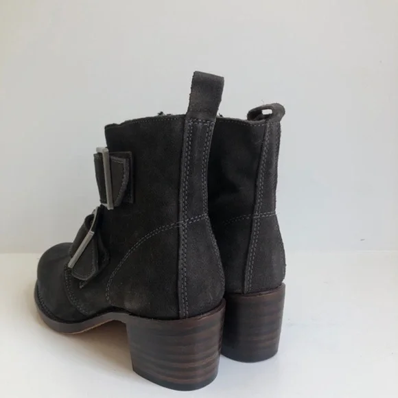 Frye Sabrina Double Buckle Charcoal Oiled …